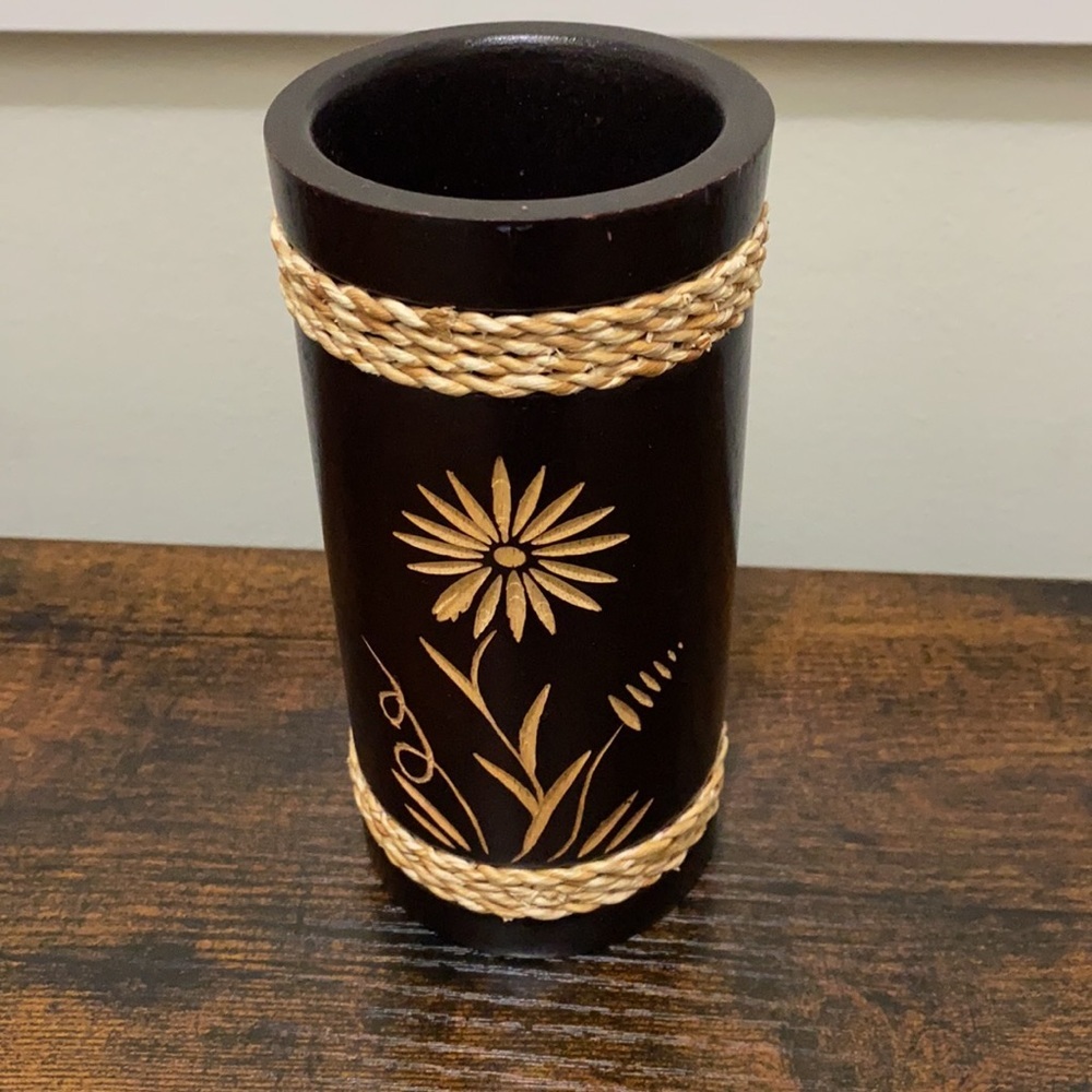 Small Wood Carved Vase